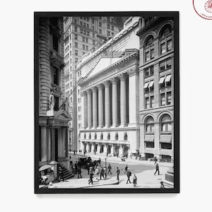 New York Stock Exchange Photograph – Vintage Wall Street Black and White Print, Historic Financial District Art, NYC Office Decor