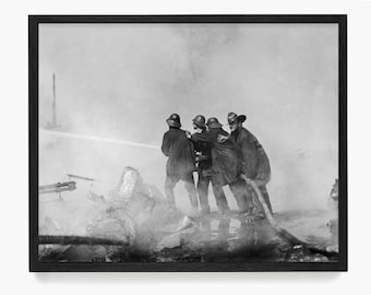 Vintage Feuerwehrmann Fotografie: Schwarz und Weiß Helden Tribut Wandkunst