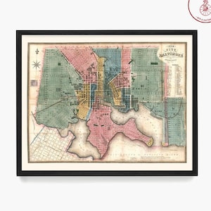 Baltimore City Map Art Print, Baltimore Wall Art, Maryland Home Decor, Baltimore Poster