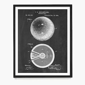 Bowling Ball Patent Art Print: Vintage Retro Decor
