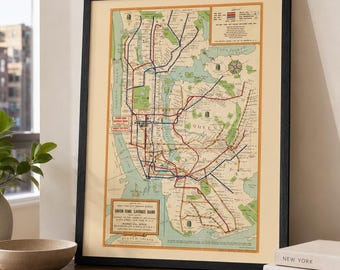 NYC Subway Map Art Print: Vintage Style New York City Decor