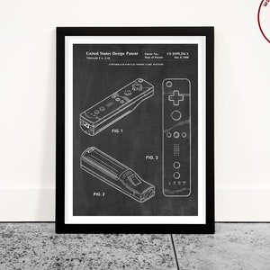 Video Game Controller Patent Poster, Video Game Wall Art, Gamer Gift, Kids Room Decor, Vintage Gaming