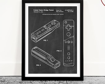Video Game Controller Patent Art Print: Vintage Gaming Decor