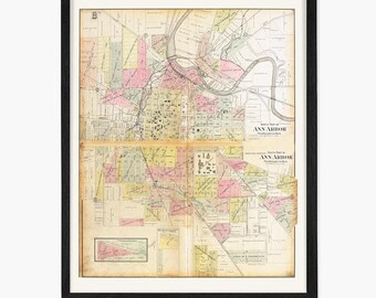 Ann Arbor Map Print: Minimalist City Street Art, Modern Decor
