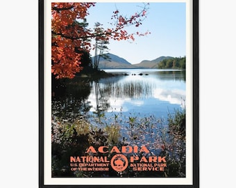 Acadia National Park Print: Vintage WPA-Style Maine Art