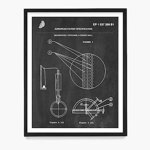 Cricket Ball Patent Art Print: Sports Decor