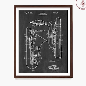 Baritonsaxophon Patent Poster, Sax Patent, Saxophon Wandkunst, Blaskapelle, Musik Wandkunst, Musik Geschenk