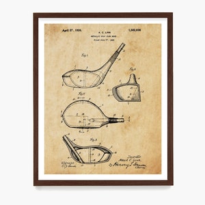 Golf Club Patent Poster, Golf Wall Art, Driver Head Patent, Golfer Best Gift, Golf Clubhouse Decor