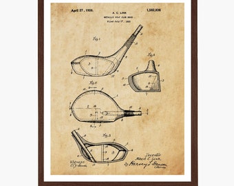 Golf Club Patent Art Print: Vintage Golfer Gift