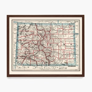 Colorado Map Wall Art, CO State Map, Print, Colorado Home Decor Decor, Denver Map