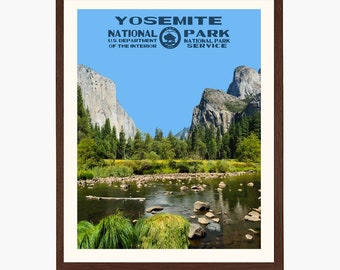 Plakat Parku Narodowego Yosemite: wydruk artystyczny w stylu vintage WPA