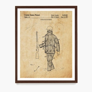 Hunting Patent Poster, Camouflage Patent Wall Art, Shotgun Art, Hunting Poster, Hunting Gift, Hunter Gift, Hunting Decor