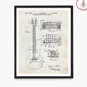 Electric Guitar Patent Art Print: Music Room Decor