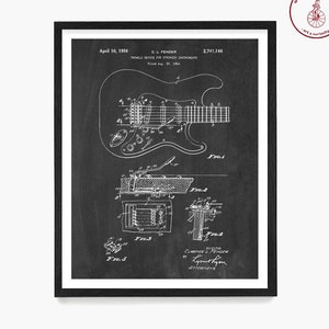 Electric Guitar Patent Art Print: Music Room Decor