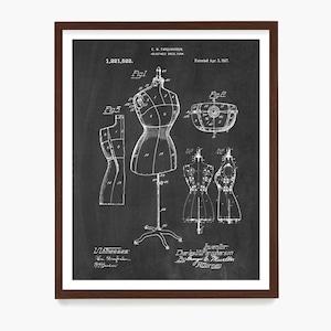 Sewing Dress Form Patent Art, Sewing Poster, Fashion Designer Gift, Seamstress Decor