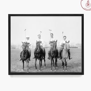 Polo Wall Art, Vintage Polo Photograph, Black and White Equestrian Sports Wall Art, Historic Polo Match Print
