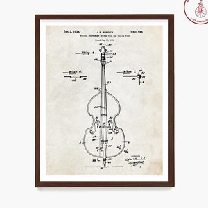 Bass Patent Print, Acoustic Bass Poster, Upright Bass Wall Art, Bass Player Gift, Musician Gift