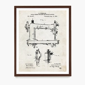 Sewing Machine Patent Poster Wall Art Print, Fashion Gift, Seamstress, Clothing, Garment, Designer, Fashion Decor