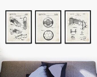 Soccer Patent Art Prints: Kids Room Decor, Set of 3