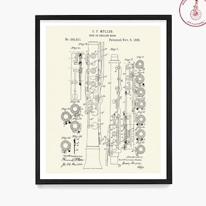 Oboe Patent Art Print: Vintage Music Room Decor