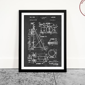 Drum Set Patent Print, Drum Wall Art, Drummer Gift, Drum Kit Patent, Drum Poster, Music Decor, Music Studio Decor