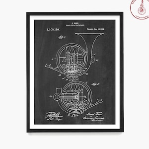 French Horn Patent Poster, French Horn Wall Art, Classical Music Poster, Marching Band Gift