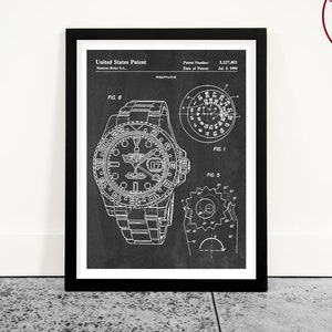 Watch Patent Poster, Wrist Watch Wall Art, Men's Office Decor, Luxury Men's Gift