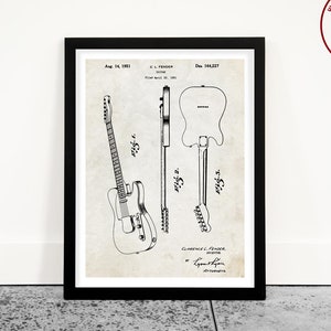 Guitar Patent Print, Guitar Poster, Guitar Wall Art, Music Room Decor, Guitarist Gift
