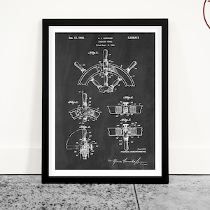 Ship Wheel Patent Poster, Sailing Wall Art, Sailboat Poster, Maritime Nautical Theme Decor, Beach House Artwork