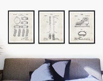 Hockey Patent Kunstdrucke: Sport Thema Raumdekor, 3er-Set
