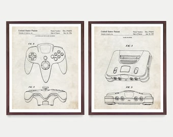 Video Game Patent Poster, Video Game Wall Art, Gamer Gift, E Sports, Kids Room Decor, Console and Controller Patent