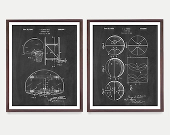 Patentkunstprintset basketbal: sportdecoratie voor kinderkamer