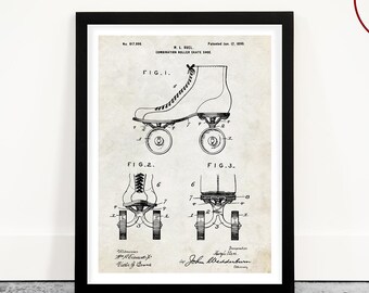 Vintage Roller Skate Patent Art Print: Retro Skates Poster
