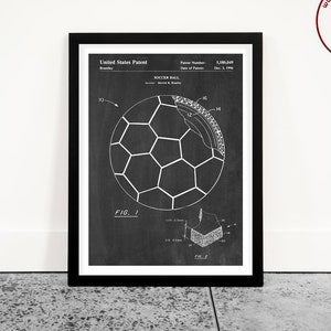 Impresión de patente de balón de fútbol, arte mural de fútbol, póster de la Copa del Mundo, decoración de habitación infantil, temática deportiva