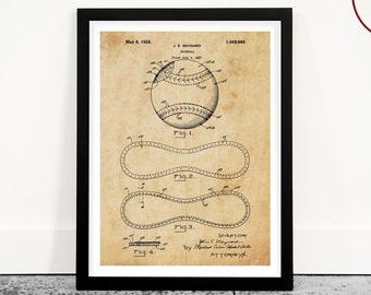 Baseball Patent Art Print: Vintage Sports Decor