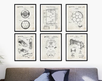 Soccer Patent Art Prints: Ball, Field, Player - Set of 6