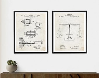 Law Office Patent Art Print Set: Gavel & Scales
