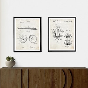Frisbee Patent Wall Art, Disc Golf Poster Bundle, Frisbee Best Gift, Disc Golf Basket Patent