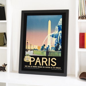 Póster de viaje de París, arte mural de París, diseño de interiores francés, regalo para estudiantes franceses, paisaje urbano de París
