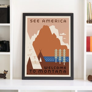 See America Montana Poster: Vintage Travel Art Print