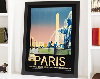 Paris Travel Poster, Paris Wall Art, French Home Design, French Student Gift, Paris Cityscape