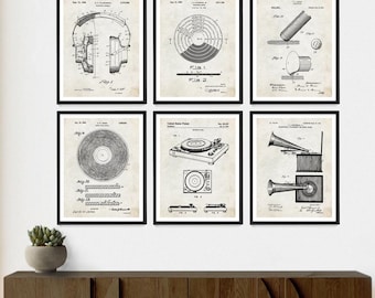 Turntable Record Player Patent, Stereo Wall Decor, Recording Studio Art, Music Poster, Vinyl Record