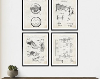 Soccer Patent Art Prints: Sports Decor, Set of 4