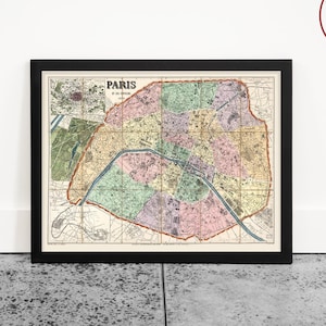 Paris Map Wall Art, France Map Print, France Map Art, Travel Poster, Paris Vacation Gift
