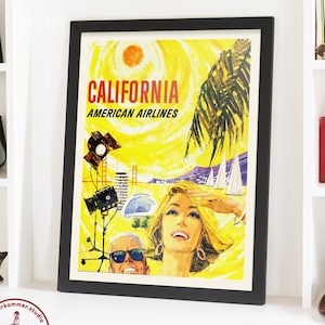 California Travel Poster, Hollywood Movie Wall Art, California Home Decor, Los Angeles Home Art Print