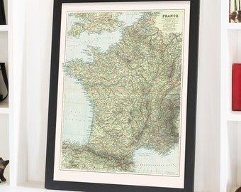Kunstdruck der Frankreich-Karte: Pariser Dekoration