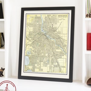 Minneapolis Minnesota Map Art Print: Vintage City Map Decor