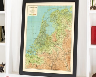 Impressão artística do mapa da Holanda: decoração para casa holandesa, arte de parede de Amsterdã