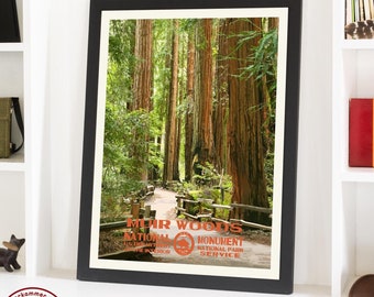 Muir Woods National Monument Poster: WPA Style Art Print
