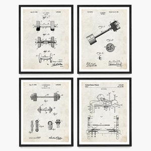 Weightlifting Patent Art - Gym Poster - Lifting - Weights - Free Weights - Bench Press - Body Building - Dumb Bell Patent - Bar Bell Patent